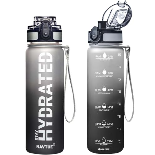 Image of Water Bottle 32 oz Motivational Time Marker Tritan Bottle