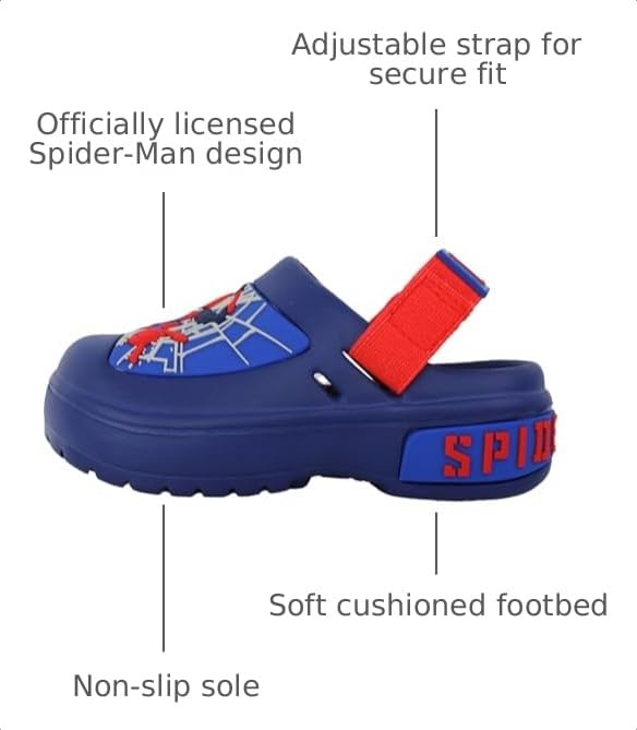 Image of Marvel Spiderman Clogs for Kids, Waterproof Slip On Toddler Clogs