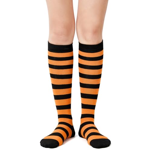 Image of Century Star Knee High Socks for Women Long Tube Socks with Stripes | Soft, Skin Friendly And Stretchy, Vibrant Colors Perfect For Daily Wear, Sports, Halloween And Christmas