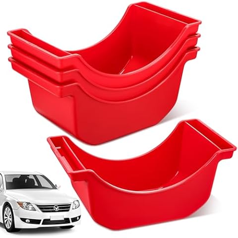 Gisafai 4 Pieces Oil Drain Pan for Wheels Plastic Truck and Trailer Wheel Pan Reusable Oil Drip Pan for Wheels (Red) Cover