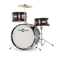 Perfect drum kit for younger beginners (ages 5-10) with stool Three-piece kit includes snare, bass drum, tom and crash cymbal Develop your rhythm and drum skills Get playing straight away - quick and easy to set up