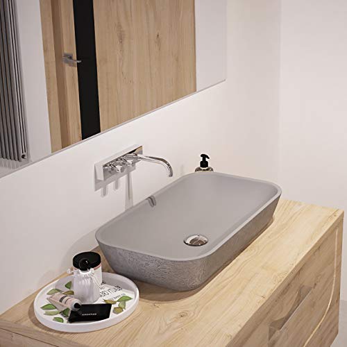 Aufsatzwaschbecken Waschschale Waschtisch - Mineralguss Betonoptik Beton - Farbe: Grau Größe: 60cm CH-600-GB