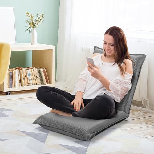 Sillón Plegable Ajustable Tela Gris miniatura 2