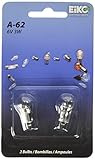 Eiko Light Bulbs - Indicator - 6V - 3W - Mfg/N A-62 - Card A-62-BP