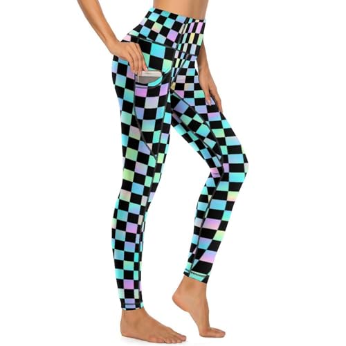 Pantalon de yoga haut de gamme au fini de carreaux irisés