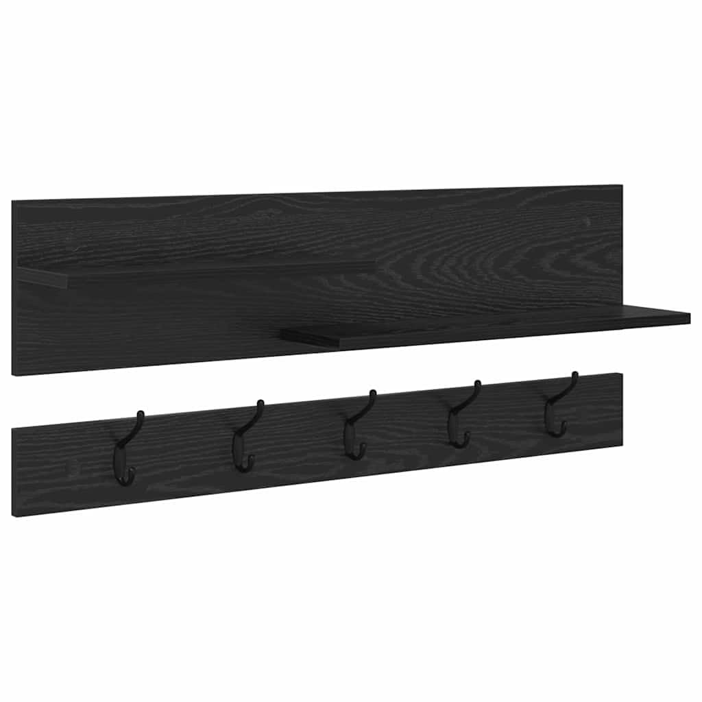 Wandgarderobe aus Holzwerkstoff 90 x 15 x 36 cm in Schwarze Eiche mit Regalbrett für Jacken und Accessoires Modernes Design für Flur und Eingangsbereich
