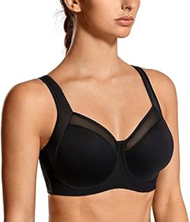SYROKAN High Impact Sports Bras for Women Underwire Racerback No Bounce Adjustable Straps Workout Fitness Gym Black 36DD
