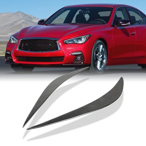 AeroBon Real Carbon Fiber Exterior Trim Overlay Compatible with 2014-2024 Infiniti Q50 Headlight Eyebrow Trim