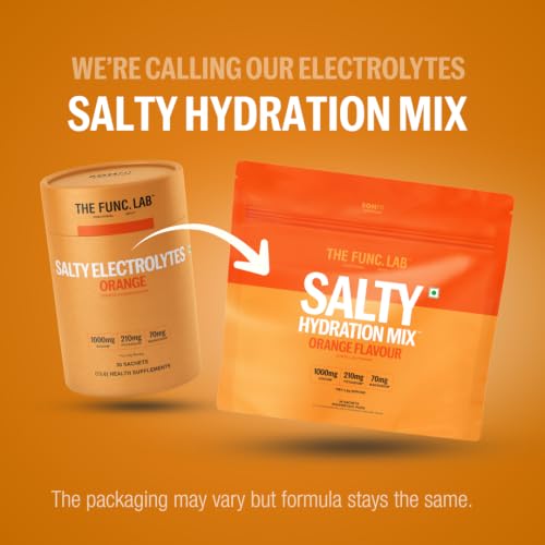 Image of The Func. Lab Daily Electrolytes - Salty Orange | 30 Sachets | Instant Hydration Powder with Sodium, Potassium, Magnesium | Sugar-Free, No Preservatives | Instant Energy, Performance & Recovery Drink