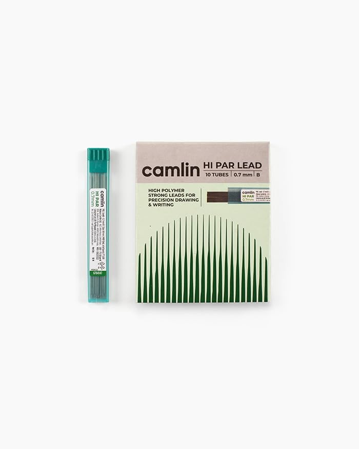 Image of Camel 0.7mm Hi-Par Pencil Lead, Black (Pack of 10) | 0.7mm Smooth & Dark Leads for Writing, Sketching & Exams | Break-Resistant, High Precision Refills (0.7MM)