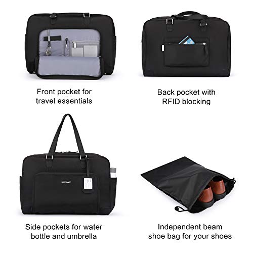 BAGSMART Weekender Bag Travel Duffle Bag Large Carry On Overnight Bag Carry On Bag for Personal Items, Black, 27L