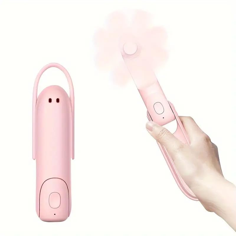 Baeskii Portable Handheld Fan,Powerful Personal Fan with Flashlight, Pocket Fan for Travel, Outdoor, USB Foldable Fan, Pocket Fan with Power Bank, Flashlight, Gifts for Women/Girls/Friends (Pink)