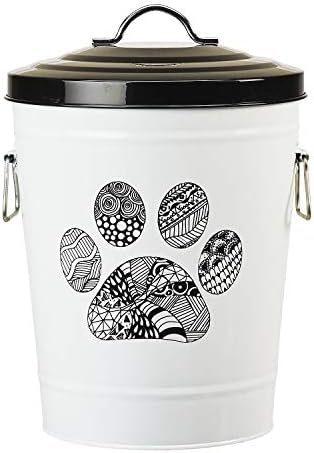 Amici Pet, , Zentangle Pet Food Large Metal Storage Bin, Paw, Small