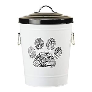 Amici Pet Zentangle Pet Food Large Metal Storage Bin Paw Small