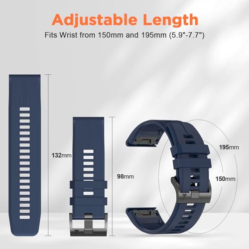 Image of XMUXI Compatible with Garmin Fenix E /Fenix 8 AMOLED 47mm /Fenix 7 /7 Pro /6 /6 Pro /5 /5 Plus Watch Band Quickfit 22mm Silicone Straps for Forerunner 965 955 /Approach S70 47mm /Instinct 2 /quatix 7