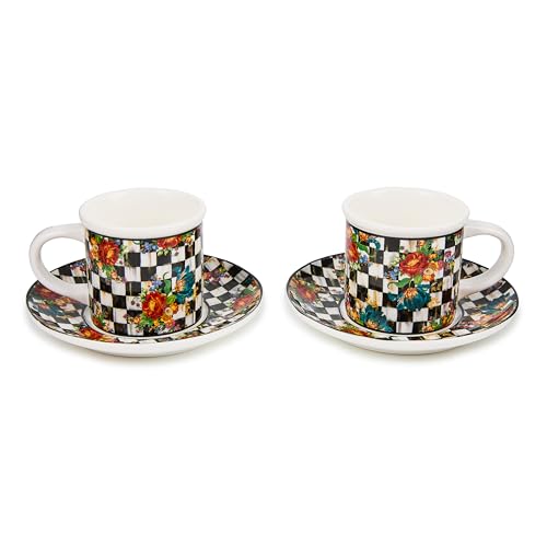 MACKENZIE-CHILDS Espresso Cup and Saucer Set, Courtly Flower Market