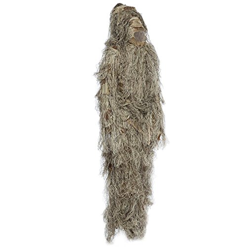 Lonkiktik Camo Suits Ghillie Suits 3D Bionic Leaf Camouflage Clothing Army Sniper Military Clothes and Pants for Jungle Hunting,Shooting, Airsoft,Wildlife Photography,Halloween (Desert Child)