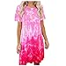 Produktbild KIMODO Damen Kleider Tie Dye Drucken Pyjama Top Minikleid Nachtwäsche Übergröße Ärmelloses O-Collar Sommerkleider Strandkleider (Rot-A, S)