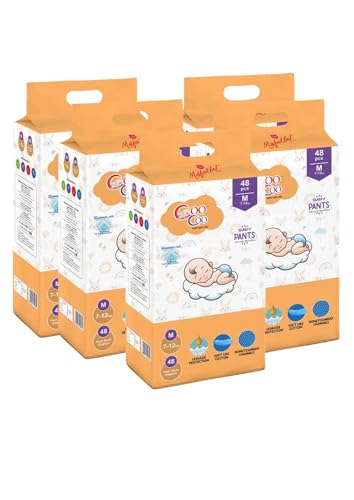 Image of Coo Coo By Mafatlal Extra Dry Baby Pull-Up Premium Diaper Pant, Size M (Medium), 240 Count | 7-12 kg | Up to 12 Hrs Protection | Super Absorbent Core | Soft Elastic Waist | Leak Protection