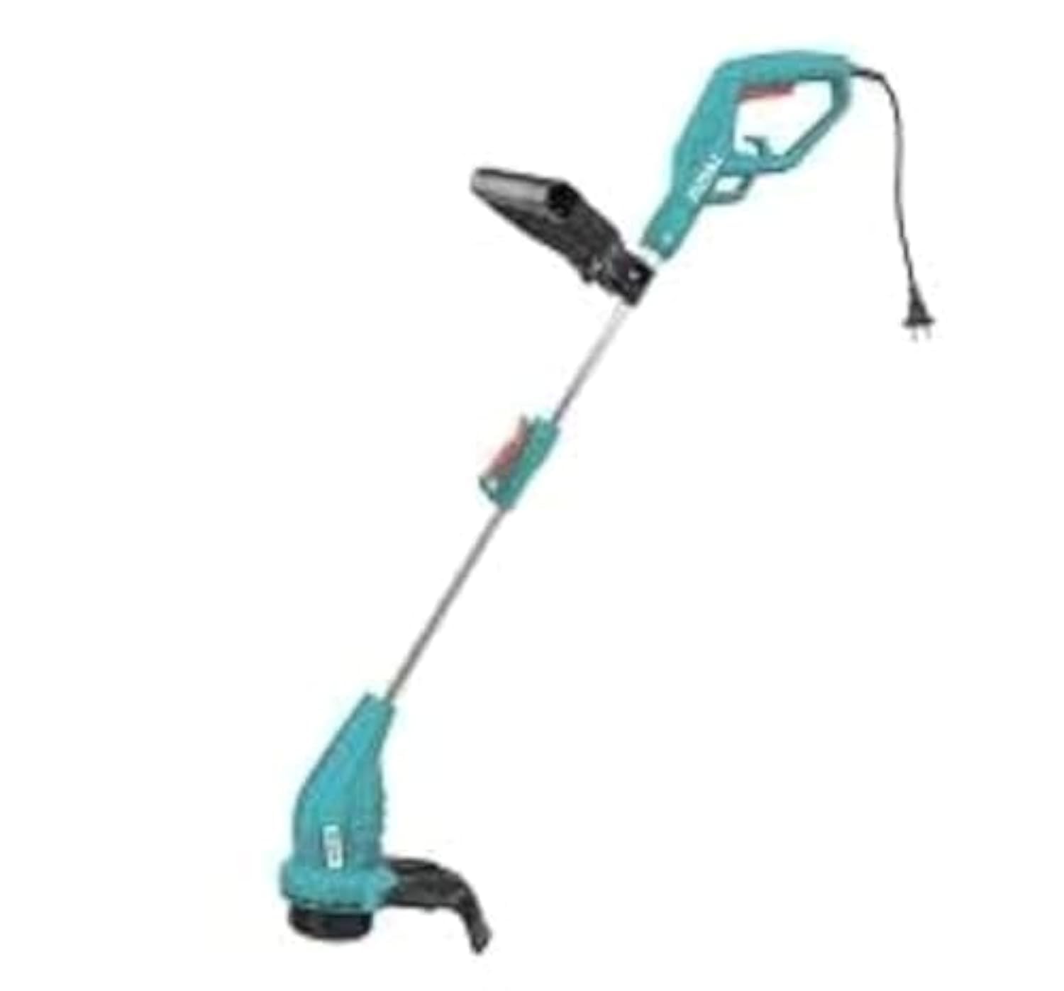 Close-up of the telescopic shaft adjustment mechanism on the Total Tools grass trimmer