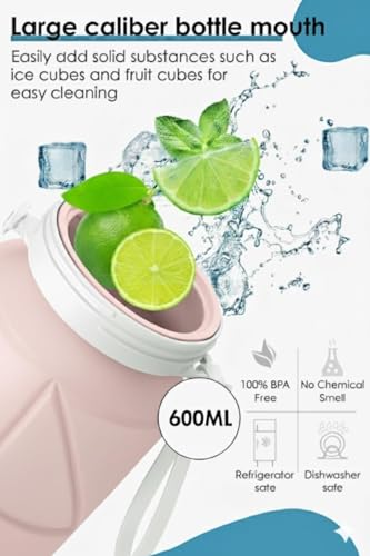 Image of SILENCIO Silicone Water Bottle 600 ml | Foldable Leak Proof Travel Bottle | BPA Free Reusable Drinking Bottle for Gym, Trekking, Camping & Outdoor Use (PINK)