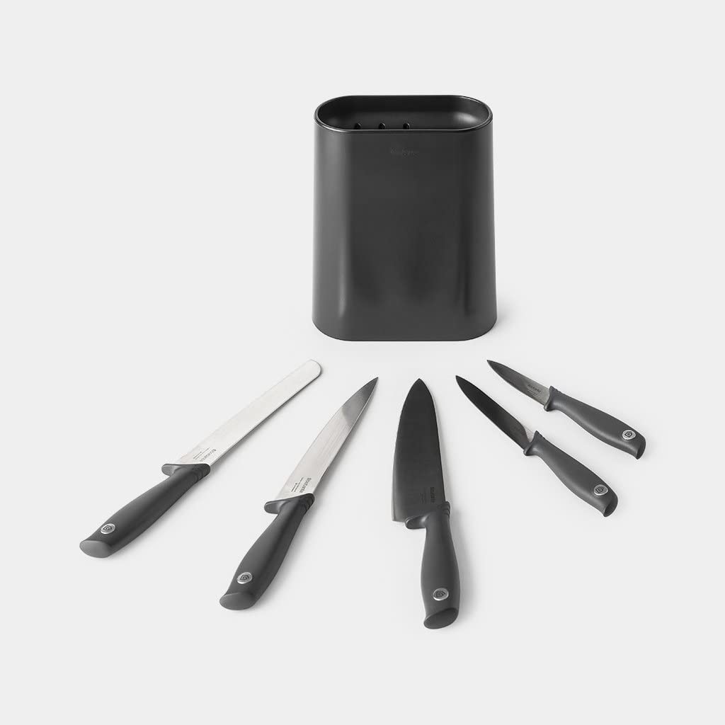 Brabantia 123061 Tasty+ Knife Block PlUS Knives, Dark Grey