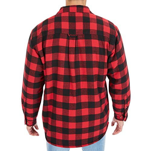 Image of Smith's Workwear Mens Zip-Front Sherpa-Lined Flannel Shirt JacketJacket