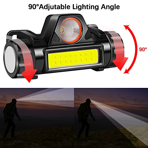 Torcia frontale Ricaricabile, 2 Pezzi LED Lampade