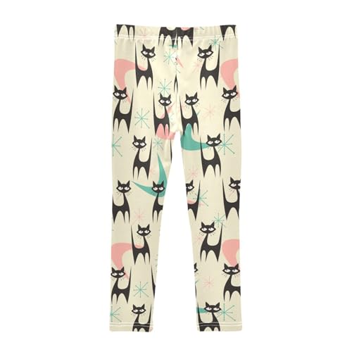 Colorful Modern Cat Silhouette Girls Leggings,Workout Leggings for Girls Toddler Athletic Leggings Size for 3-10T2