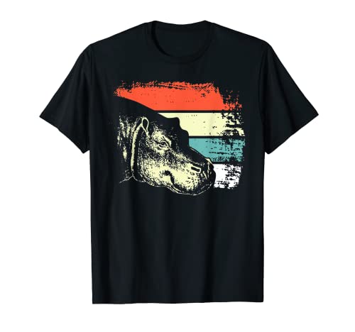Hipopótamo Vintage Hippo Rayas Animales Amantes Camiseta