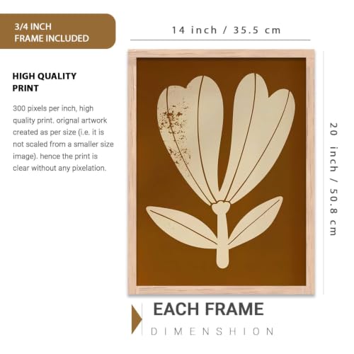 Image of kotart Botanical Art Home Decoration Painting | Floral Aesthetic Paintings With Frame For Living Room Bed Room Hotel Wall Decor Digital Reprint Set of 3 (14x20 Inch)