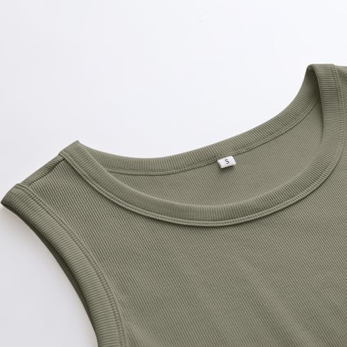 Image of ANRABESS Womens Sleeveless High Neck Tank Tops Fashion Summer Casual Basic Slim Fit Ribbed Racerback Top Shirt Clothes