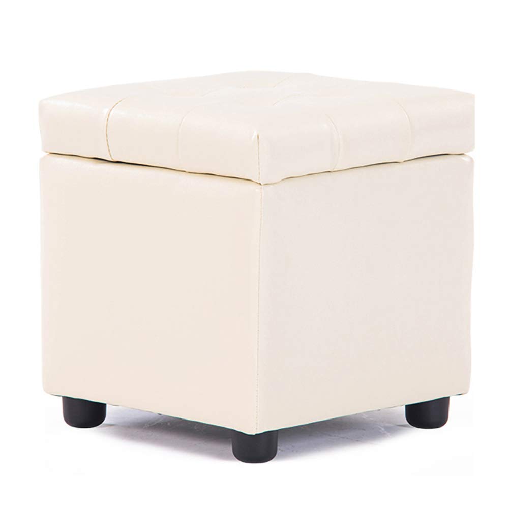 Repose-pieds cube en simili cuir pouf de rangement pliable aux finitions soignées