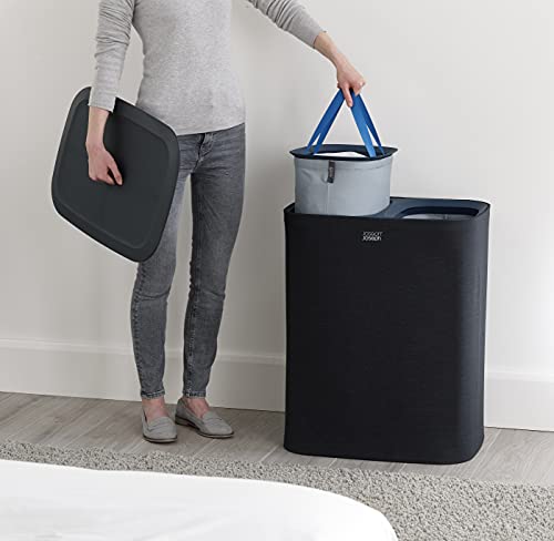 Joseph Joseph Tota 90 liter/23.8 gallon Laundry Hamper Separation Basket with lid, 2 Removable Washing Bags with Handles - Dark Blue by Joseph Joseph - Image 3
