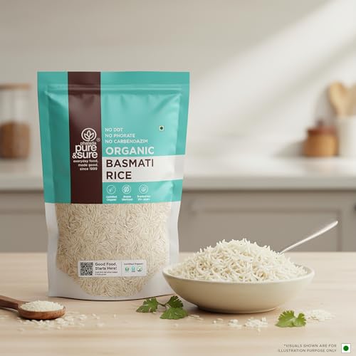 Image of Pure & Sure Organic Basmati Rice 1Kg | Everyday Use Long Grain Rice | Gluten Free | Naturally Aged, Rich in Taste & Aroma | No Chemicals & No Pesticides