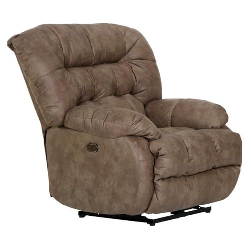 Sillón reclinable eléctrico tela poliéster marrón miniatura 3