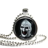 Terrifier Art the Clown Necklace1 Inch Silver-Plated Pendant with 24 Inch Stainless Steel Chain Handmade Horror Jewelry Halloween Fan Gift