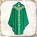 YOYEMAM Church Catholic Priest Chasubles Vestments, Robe Chasuble Mass Round Collar Robe with Stole Men (Green, Large)