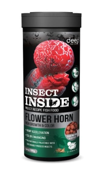 Image of Deep Flower Horn Insect (Cricket) Recipe for High Protein Super Premium Fish Food High Growth & Color Medium Pellet 100gm (All Life Stages)