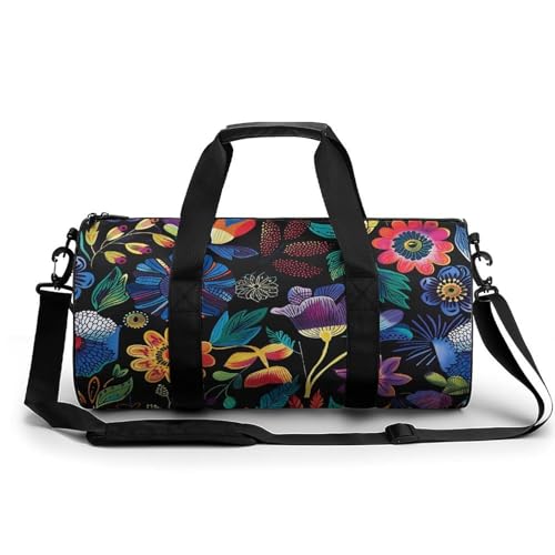 Travel Duffel Bag Weekender Bags for Men Women Large Capacity Overnight Bags Brightly Colored Flowers Travel Sports Gym Bag Canvas Carry On Tote Bags for Travel Yoga