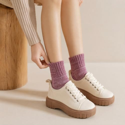 Image of Winter Women Socks 5 Pairs Vintage Wool Casual Thermal Crew Socks