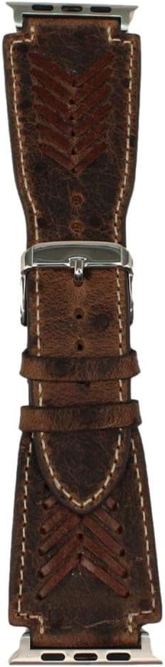 Nocona Western iWatch Band Lacing Ostrich Print L Brown N3101202