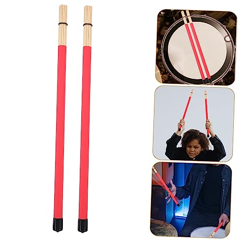Par de baquetas para percusión con mango de bambú y cepillo miniatura 6