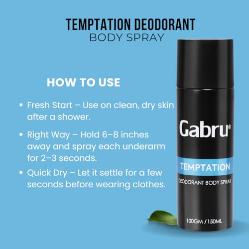 Image of Temptation Deodorant Body Spray for Men Long Lasting Fragrance 150ml
