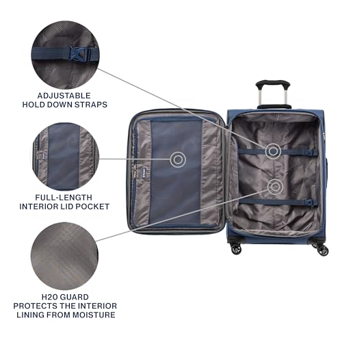 Image of Travelpro Tourlite Softside 25 inch Expandable Luggage with 4 Spinner Wheels, Lightweight Suitcase, Checked Medium, Blue