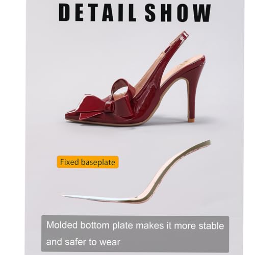 Women's Bow Slingback Stiletto High Heels Closed Pointed Toe Slip On Pumps Shoes Comfortable Sexy Kitten Dress Sandals for Work Wedding2