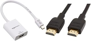 Amazon Basics Mini DisplayPort Thunderbolt to HDMI Adapter - Compatible with Apple iMac, MacBook - 1 Adapter & High-Speed HDMI Cable (18Gbps, 4K/60Hz) - 3 Feet, Black