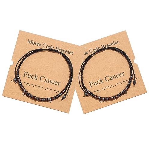 Morse Code Bracelet, Vintage Promise Distance Friendship Bracelets Hand Made Beads String Rope Bracelet for Women Men Friend Couples(Cancer 2Pcs)