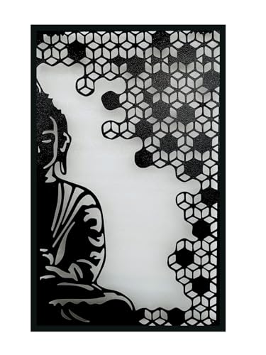 Image of METSY Metal Buddha Wall Decor Art | Stylish Wall Decorative Items for Living Room, Bed Roon Dining Room & Office | Wall Sculptures | Modern Wall Decorative Art & Accessories | (63Cm *64 Cm)