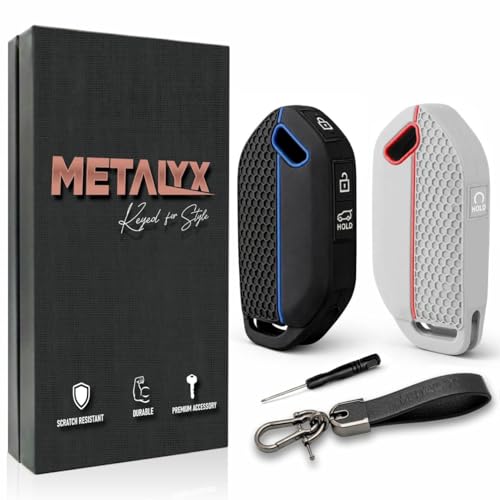 Image of Metalyx [2 Key Covers + 1 PU Leather Keychain] for Kia Seltos 2026 | Silicone Key Fob Case | Anti-Scratch | HTK HTK(O) HTX HTX(A) GTX GTX(A) Keyfob Case For Seltos Facelift